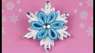 DIY: How To Make Kanzashi Ribbon Snowflake I DIY DECEMBER EP.10 I  DIY Ribbon Flower