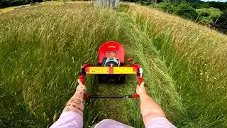 POV: Mowing Tall Grass with a Huge Drum Mower | Satisfying Grass Cutting 🌿