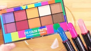 【ASMR】Slime Coloring with Makeup #65【Satisfying Slime Video】