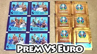 Opening 6 Euro 2020 Tournament Edition Sticker Packs VS 6 Premier League 2021 Sticker Packs
