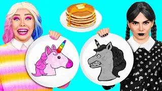 Pfannkuchen Kunst Challenge mit Wednesday Addams von TeenTeam Challenge