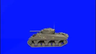 Green Screen Tank Sherman M4A2 fire 1  (blue screen)