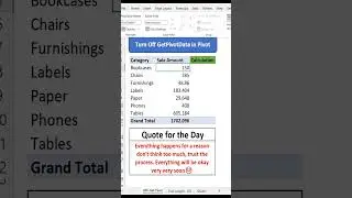 Day 2 Turn Off GetPivotData in Excel PivotTable 