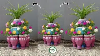 Ideas to recycle plastic bottles into brilliant moss rose towers for the garden | ETW Ideas