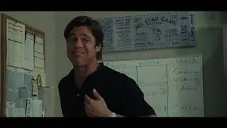 Brad Pitt eating, drinking, spitting- Moneyball.