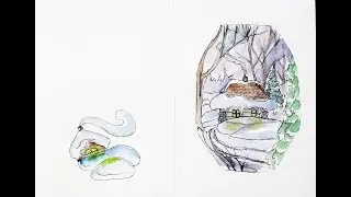 Как нарисовать открытку. Зимний пейзаж. Акварель