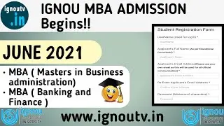 IGNOU MBA & MBA (Banking & Finance) Admission BEGINS for June 2021 session || IGNOU Admission 2021