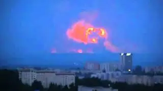 Пожар и взрыв на военной базе в Пугачево