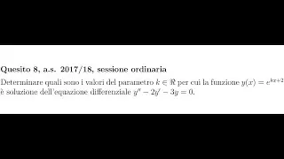 Equazione differenziale con parametro. Quesito di calcolo differenziale