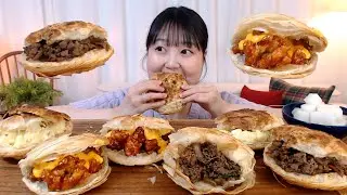 파사사삭 부서지는 페스츄리버거 천층병버거 불고기버거 치즈닭강정버거 먹방 Bulgugi & Chicken & Potato Salad buger Mukbang Eatingsound