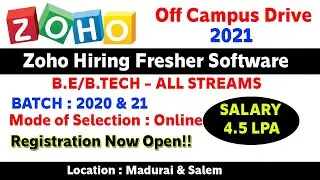 #Zoho #Offcampus Drive 2021 | Software Developer | Location: Madurai & Salem | 2020 & 2021 Batch