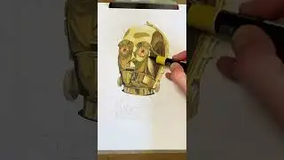 C3P0 process time lapse 4 hours in to 60 seconds #movieart #timelapse #starwarsart