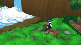 Reading by the waterfall [Blender animation]