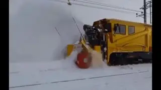 Snow cleaning trains on snowy sections of railways