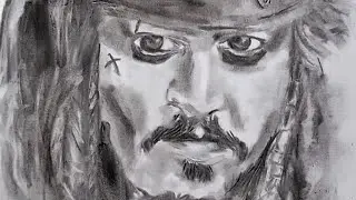 How to draw Captain Jack Sparrow (Johnny Deep) step by step Tutorial for Beginners| charcoal drawing
