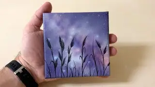 Milky Way Galaxy | Night Sky Landscape | Acrylic Airbrush Painting on Canvas