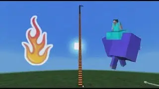 Jumping into a fire tower in Minecraft