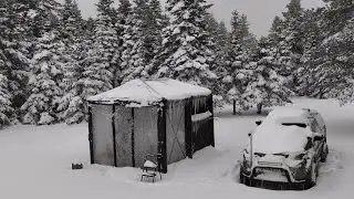 CAMPING WITH A TWO-LAYER INFLATABLE TENT IN HEAVY SNOW
