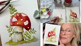 How to Paint a Mushroom and Ferns | Step by Step Watercolor Botanical Tutorial #watercolortutorial