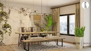 Minimal Dining Area | Speed Modeling | Sketchup & VRay Next