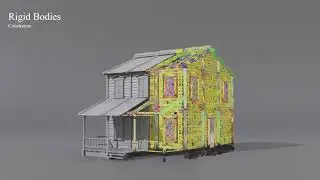 Farmhouse explosion simulation in 3D