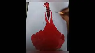 One stroke girl dress painting / beautiful girl drawing / 😍😱😍 #short #ashortaday #sonamartwork