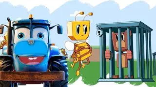 Синий трактор играет в игру super bear adventure