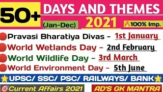 | Days and Themes 2021 | Important Days and Themes 2021 | Current Affairs 2021 | AD'S GK MANTRA |