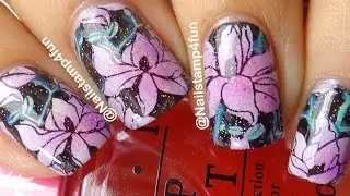floral Nails: Using the leadlight technique.  Nail Stamping