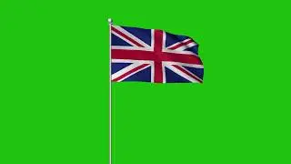 Uk Flag Green Screen | United kingdom Flag Green Screen | 3D flag animation | Royalty-Free