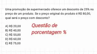 PROBLEMA DE MATEMÁTICA PARA CONCURSO DE PORCENTAGEM % | Vamos Calcular - prof João Pedro