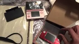3DS  Unboxing  Flame Red  &  (Pearl Pink) Nintendogs + Cats: French Bulldog