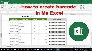 How to generate barcode in Ms Excel With barcode font | Excel Tutorials