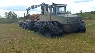 Испытания 12-ти колесного форвардера ТРОМ 20 на тяжёлом болоте