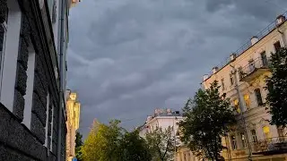 Walking around Yaroslavl in very heavy rain
