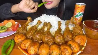 *CHICKEN LEG PIECE🍗ASMR EATING SPICY CHICKEN CURRY,EGG CURRY,WHITE RICE l FOOD VIDEOS l ASMR MUKBANG