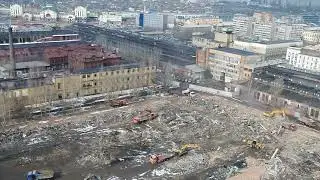 Снос Красноярского завода комбайнов. Съёмка квадрокоптером. 23.03.2018