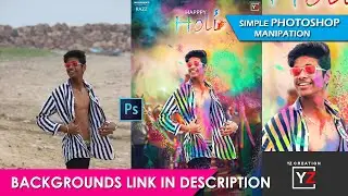 photoshop manipulation tutorial   // holi poster design // easy by // picsart // yzcreation 2020