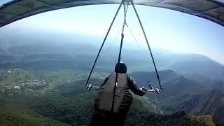 First flight in the mountains. Italy. Lago