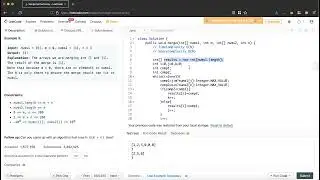 Merge Sorted Arrays problem on Leetcode. Java solution with O(N) time complexity.