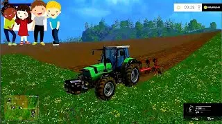 Tractorul desene pentru copii desene copii [ Tractor . Combina . Remorcă.  Tir. ] Desene Tractor