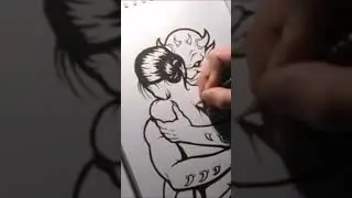 IN LOVE WITH THE DEVIL #shorts #drawing #art #love #brokenheart #devil #tattoo #sketch #wordattack88