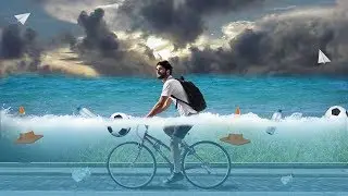 Cycling in water photo manipulation | Photoshop CC 2018 tutorial
