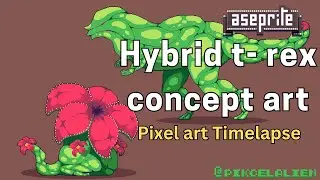 pixel art hybrid t - rex concept art timelapse