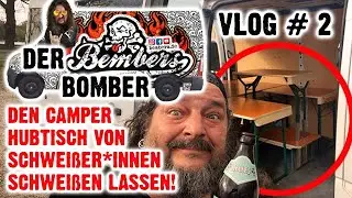 Hubtisch schweißen (lassen) für Camper Van aus Biertisch Untergestellen