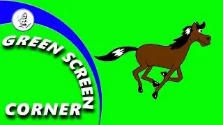 GALLOPING HORSE RUNNING Green Screen Corner 024 Template Animation Background Video Chrome Key - Upi