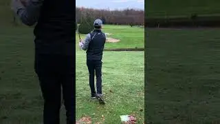 Hit the flag?  What we saying yes or no?         #golf #holeout #easyswing #8iron #golfswing