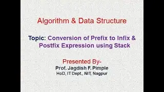 Lecture 22- Expression Conversion  Prefix to Infix &  Postfix using Stack