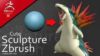 Typhlosion pokemon - Zbrush Speed Sculpt timelapse in 9 min.