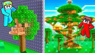 10 Seconds vs 1 Hour JUNGLE TREE HOUSE Build Challenge!
